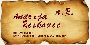Andrija Resković vizit kartica